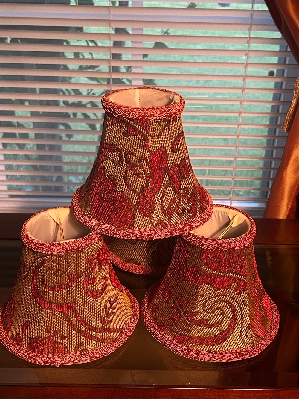 Set of Decorative Red and Gold Mini Lamp Shades